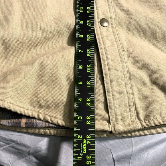 Vintage Carhartt Mens Shirt Jacket XLT Khaki Flannel Lined Snap Shacket S96GKH - Picture 7 of 16